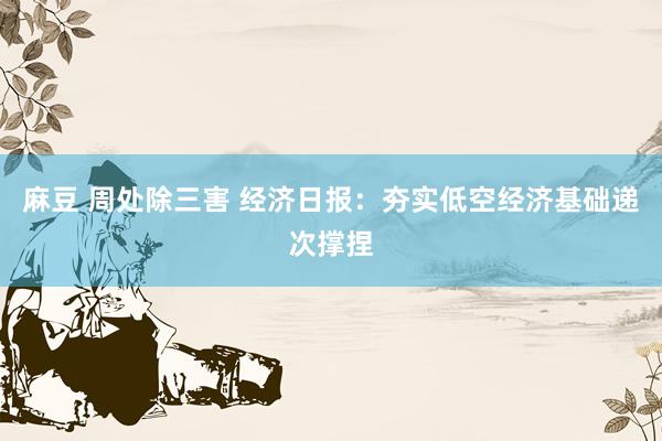 麻豆 周处除三害 经济日报：夯实低空经济基础递次撑捏