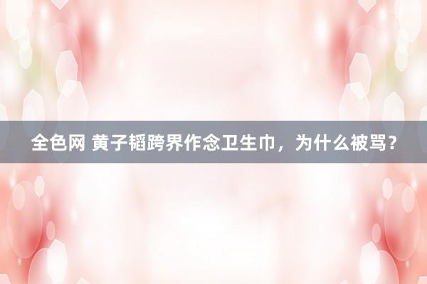 全色网 黄子韬跨界作念卫生巾，为什么被骂？